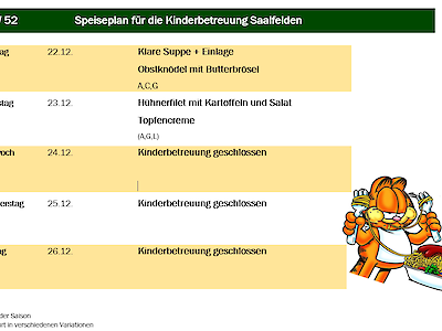 Speiseplan 22. und 23. Dezember 2025 Bild 1